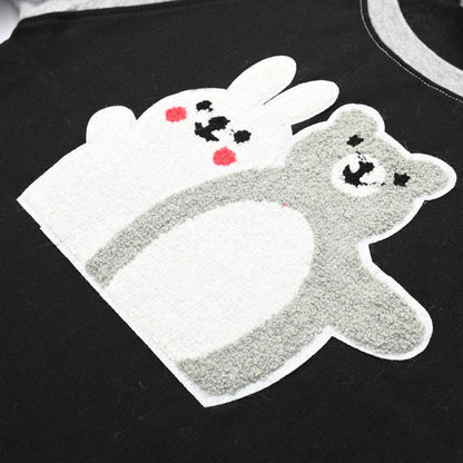Safina Kid's Bunny And Bear Embellishment Raglan Fleece Sweat Shirt Girl's Sweat Shirt Image 