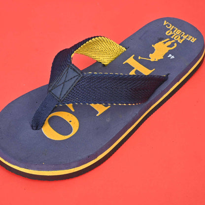 Polo Republica Men's Polo Pony Ultra-Light Soft Flip Flops Slippers Men's Shoes SNAN Traders Navy & Yellow EUR 40 