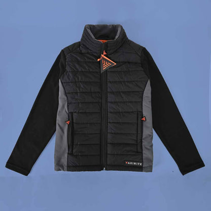 Axinite Unisex AX926 Granite Padded Jacket With Fleece Sleeves Men's Jacket Image Black & Grey(Polar Fleece Sleeves) Vertical Stitching XS