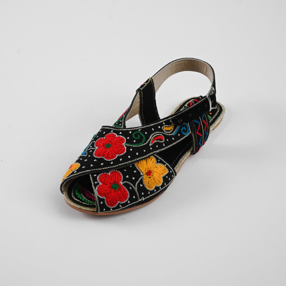 Women's Salamanca Flower Embroidered Design Peshwari Chappal Women's Shoes SNQ 