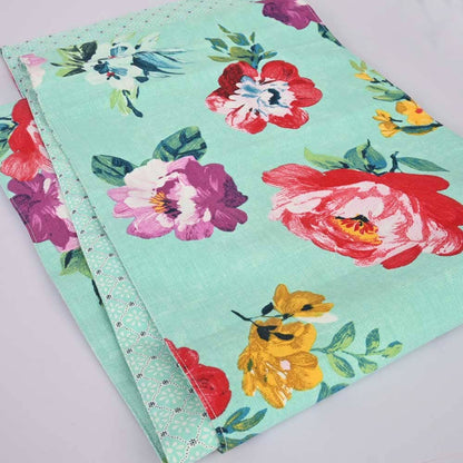 Floral Printed Dual Sided Table Mat Table Runner De Artistic Turquoise 