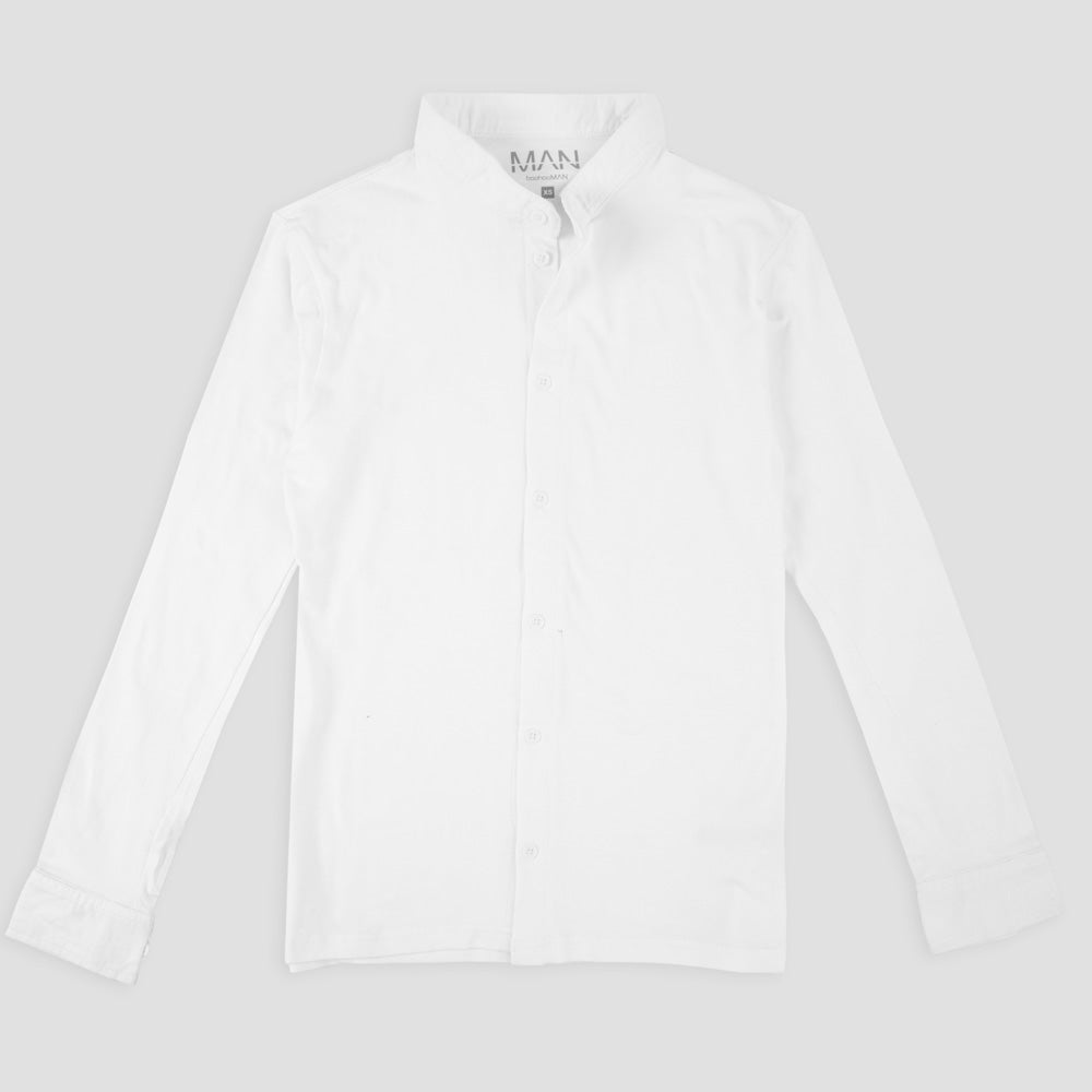 Boohoo Man Men's Mandarin Collar Minor Fault Casual Shirt Minor Fault Minhas Garments White XS 