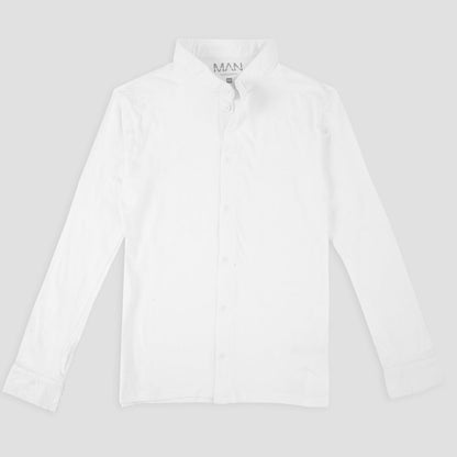 Boohoo Man Men's Mandarin Collar Minor Fault Casual Shirt Minor Fault Minhas Garments White XS 