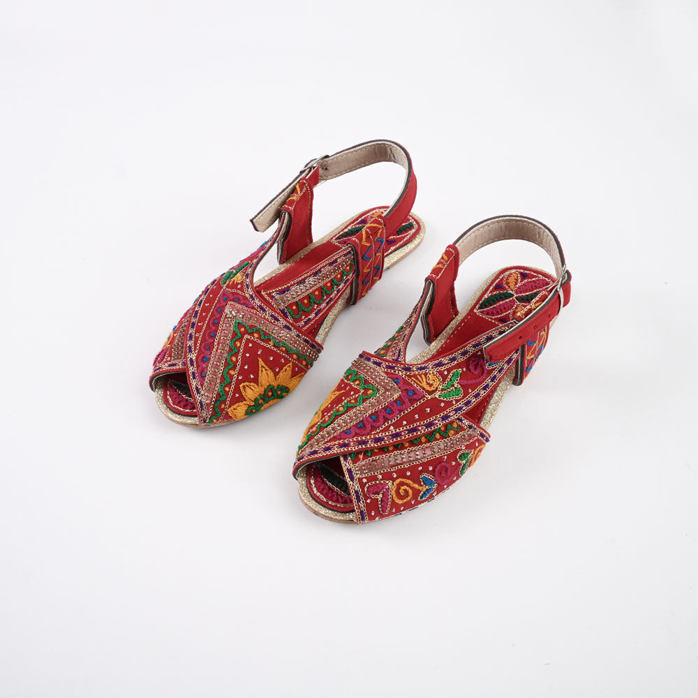 Women's Rijeka Embroidered Design Peshwari Chappal Women's Shoes SNQ Red EUR 36 
