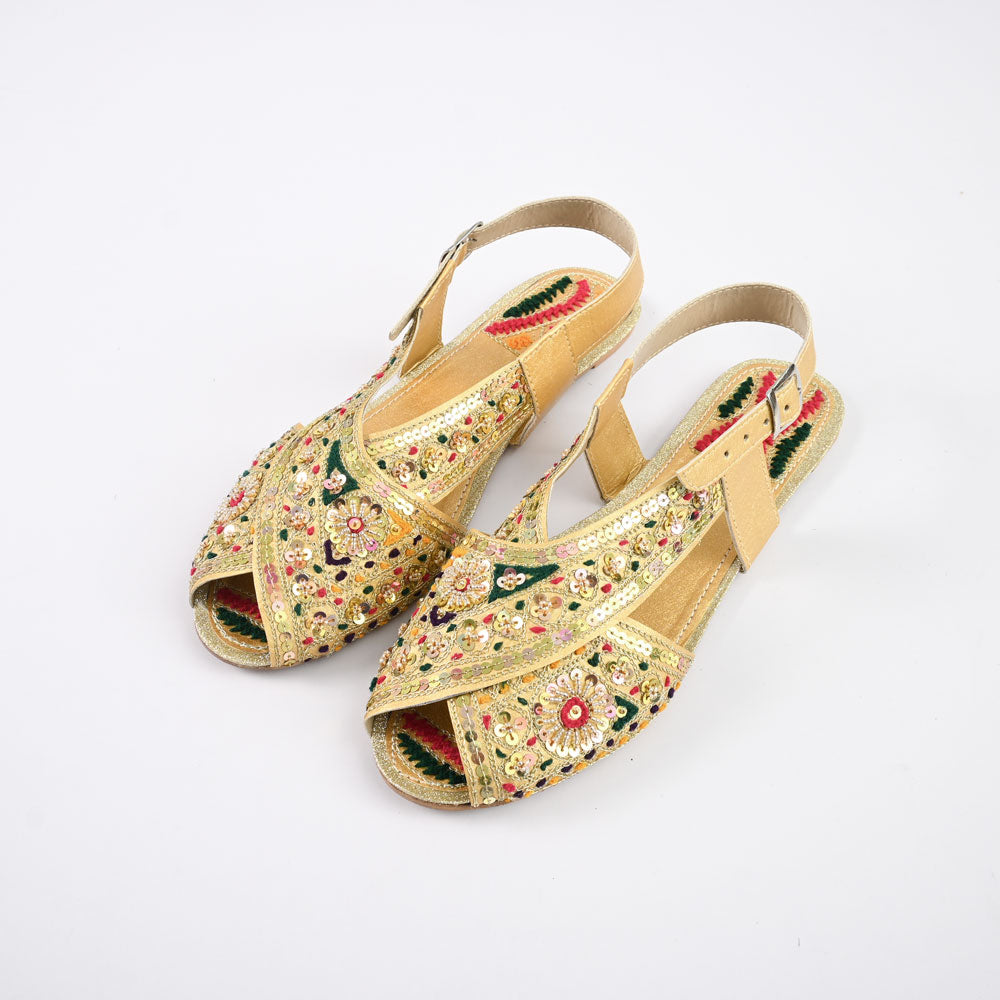 Women's Pascani Embellishment Design Peshwari Chappal Women's Shoes SNQ Golden EUR 36 