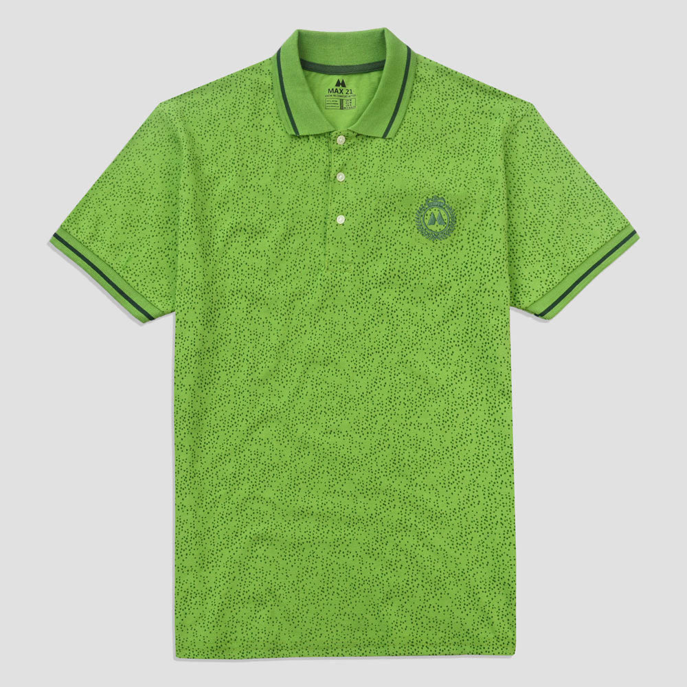 Max 21 Men's Dots Embroidered Style Short Sleeve Polo Shirt Men's Polo Shirt SZK Green S 