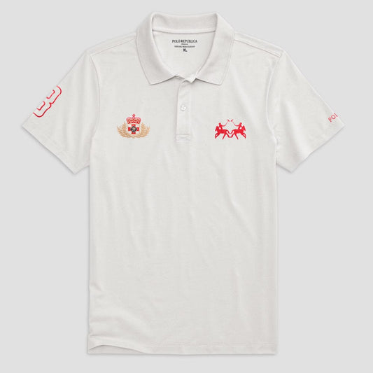 Polo Republica Men's Polo Crest & 8 Embroidered Short Sleeve Polo Shirt Men's Polo Shirt Polo Republica White S 