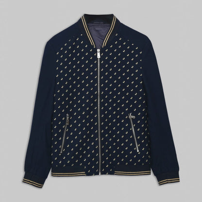 Men's Stag Printed Style Bomber Jacket Men's Jacket Xclusive Fashion Navy S 