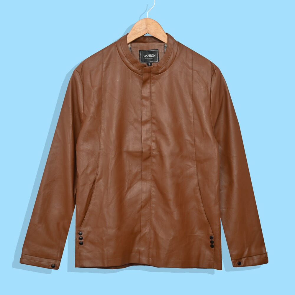 Fashion Men's Granada PU Leather Zipper Jacket Men's Jacket First Choice Brown L 