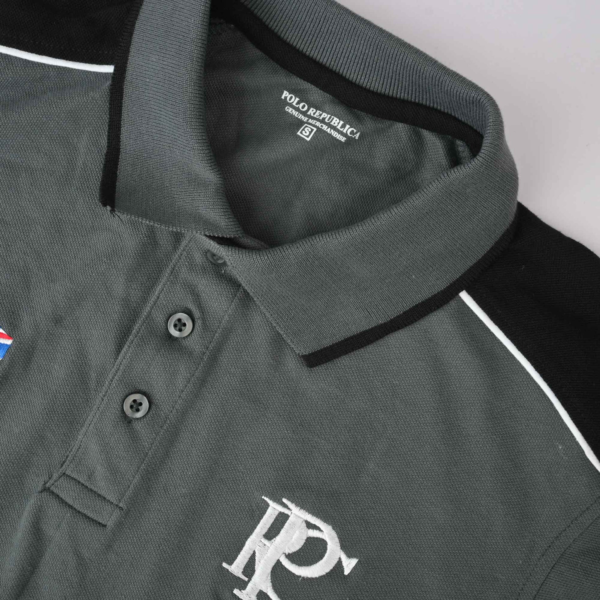 Polo Republica Men's PRC England & 5 Embroidered Contrast Panels Polo Shirt Men's Polo Shirt Polo Republica 