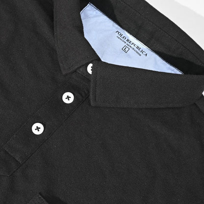 Polo Republica Men's Essentials Tailored Collar Pocket Polo Shirt Black