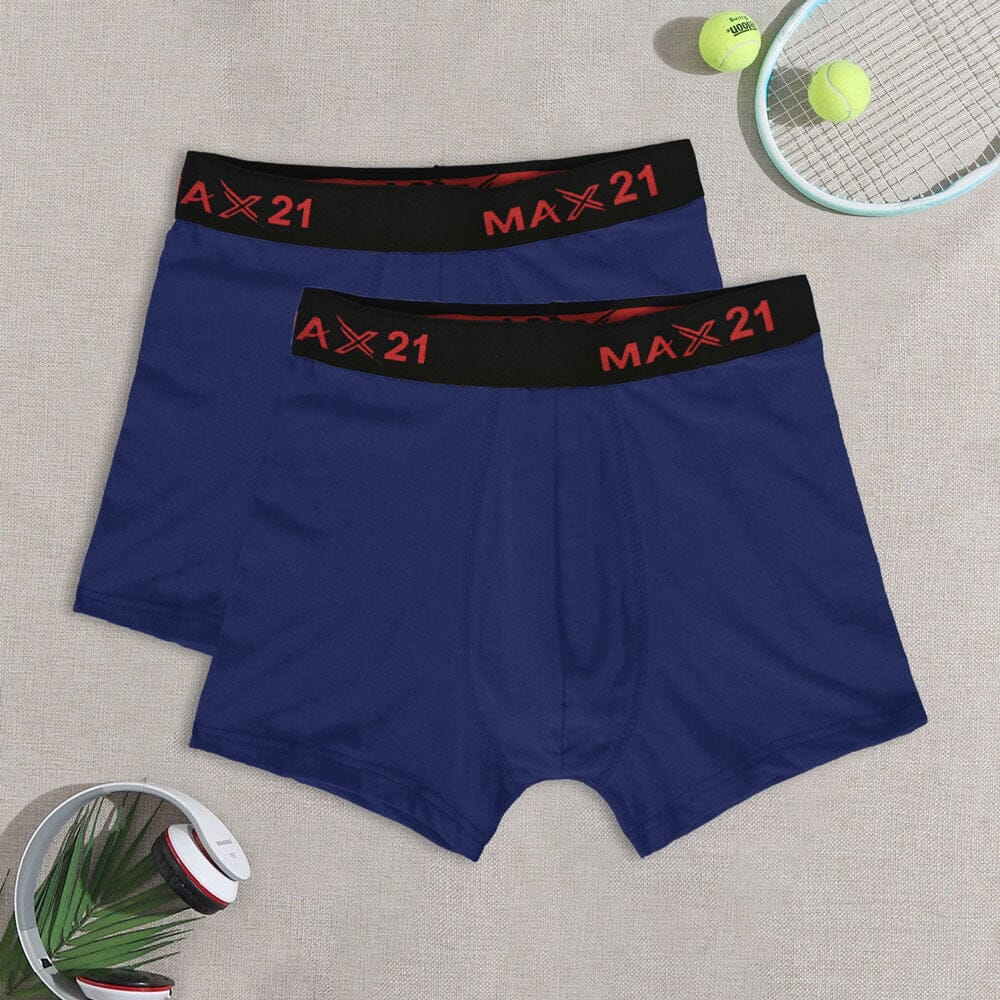 Max 21 Men's Stretch Jersey Boxer Shorts - Pack Of 2 Men's Underwear SZK Dark Blue L 