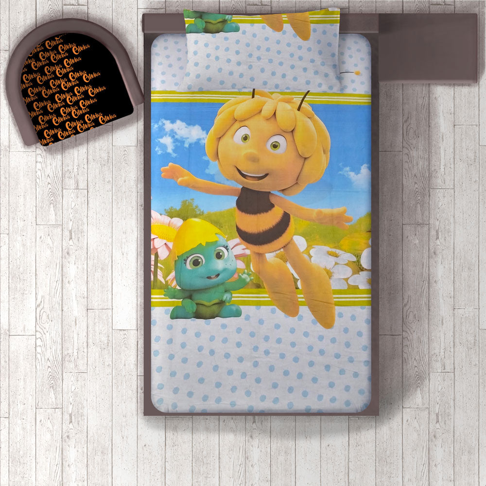 Emelaa Kid's Bee & Flowers Printed Bed Sheet - Single Bed Sheet EMA 