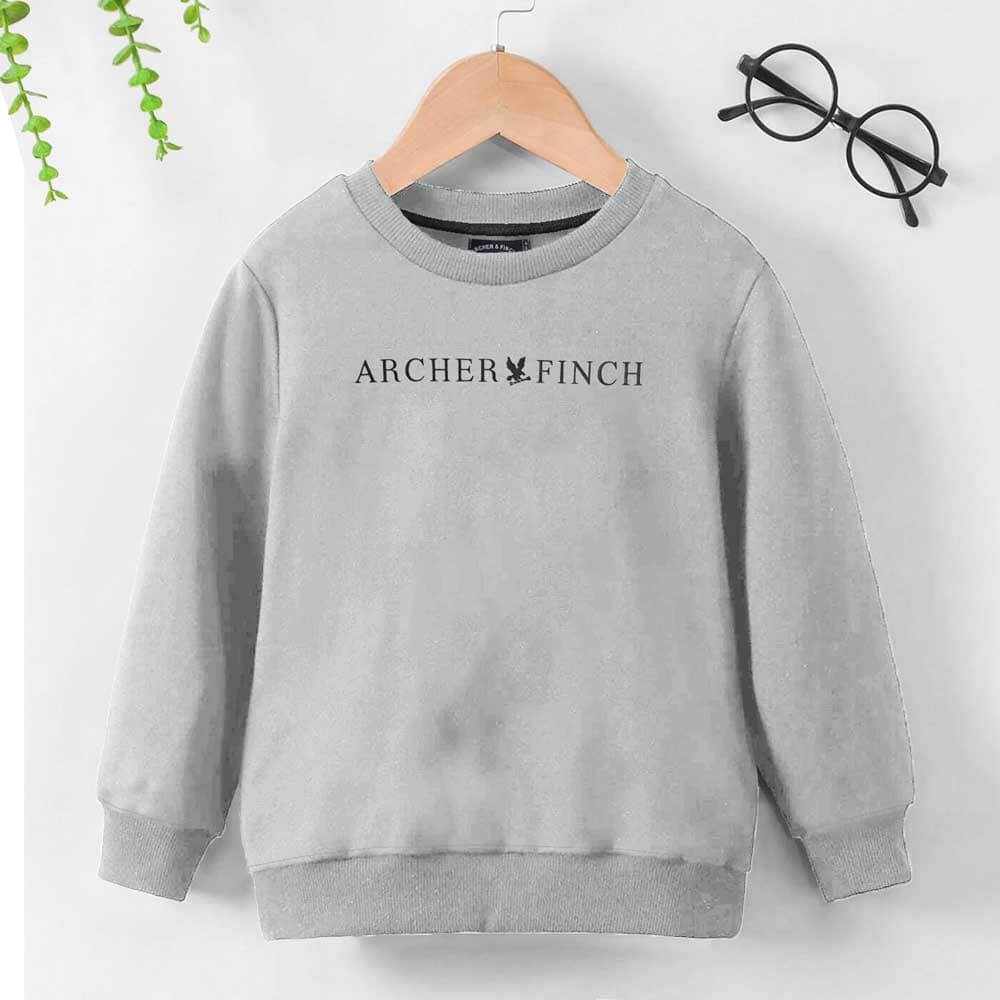 Archer & Finch Kid's Gniezno Logo Printed Fleece Sweat Shirt Boy's Sweat Shirt LFS Grey 3-4 Years 
