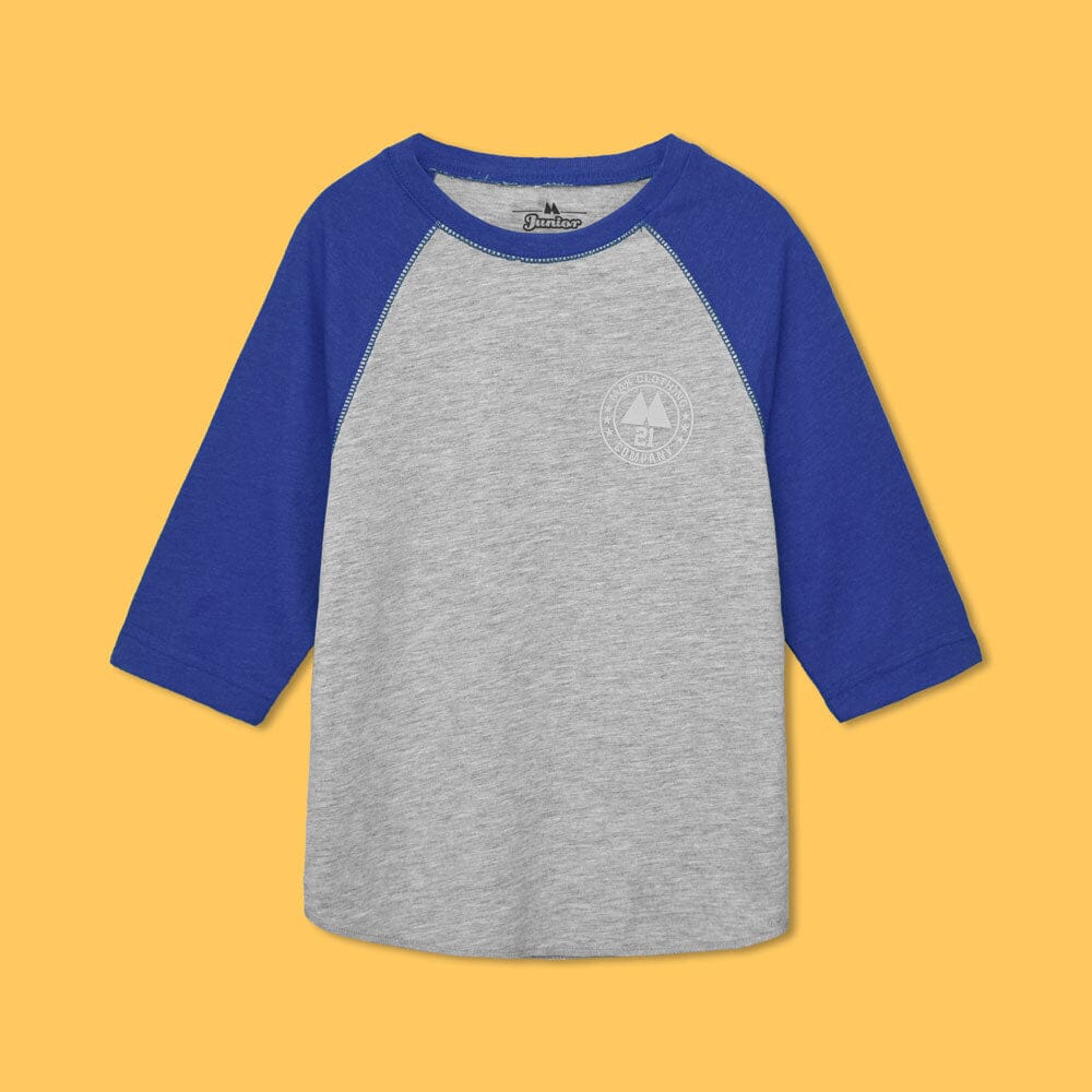 Max 21 Kid's Raglan Quarter Sleeve Tee Shirt Girl's Tee Shirt SZK Heather Grey & Blue 3-4 Years 
