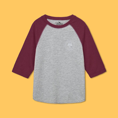 Max 21 Kid's Raglan Quarter Sleeve Tee Shirt Girl's Tee Shirt SZK Heather Grey & Burgundy 3-4 Years 