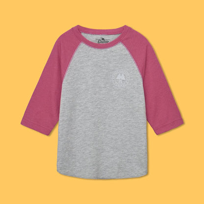 Max 21 Kid's Raglan Quarter Sleeve Tee Shirt Girl's Tee Shirt SZK Heather Grey & Pink 3-4 Years 