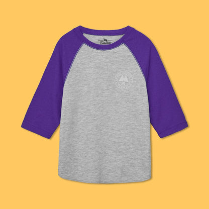 Max 21 Kid's Raglan Quarter Sleeve Tee Shirt Girl's Tee Shirt SZK Heather Grey & Purple 3-4 Years 