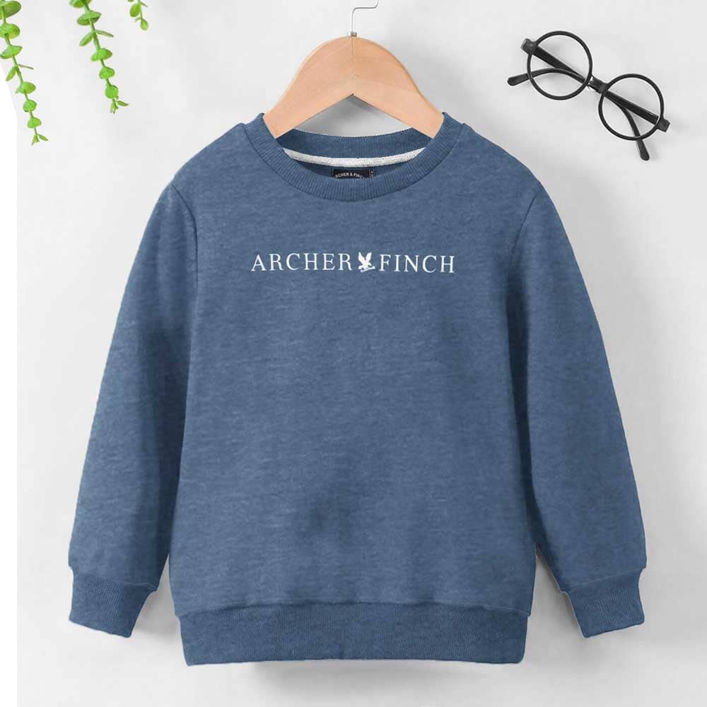 Archer & Finch Kid's Gniezno Logo Printed Fleece Sweat Shirt Boy's Sweat Shirt LFS Jeans Marl 3-4 Years 