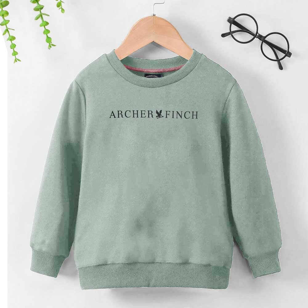 Archer & Finch Kid's Gniezno Logo Printed Fleece Sweat Shirt Boy's Sweat Shirt LFS Light Mint 3-4 Years 