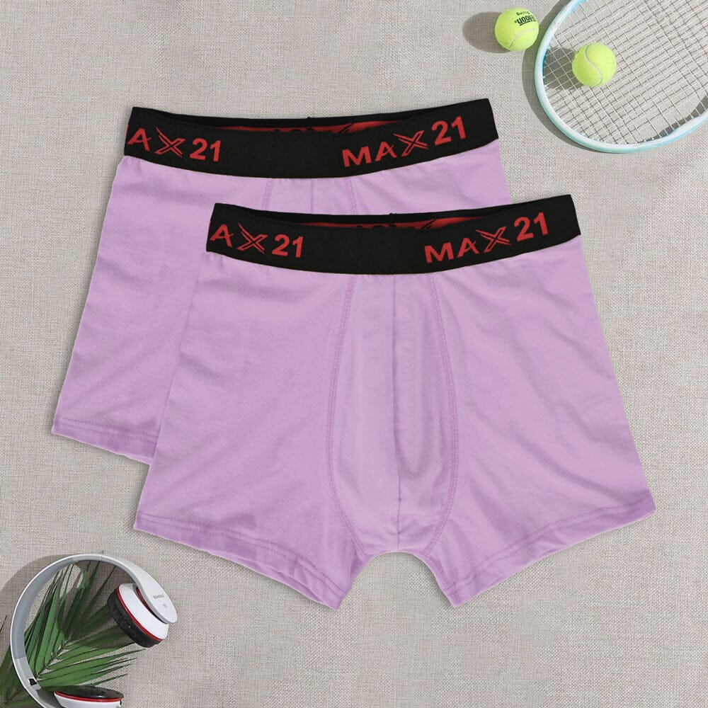 Max 21 Men's Stretch Jersey Boxer Shorts - Pack Of 2 Men's Underwear SZK Lilac L 