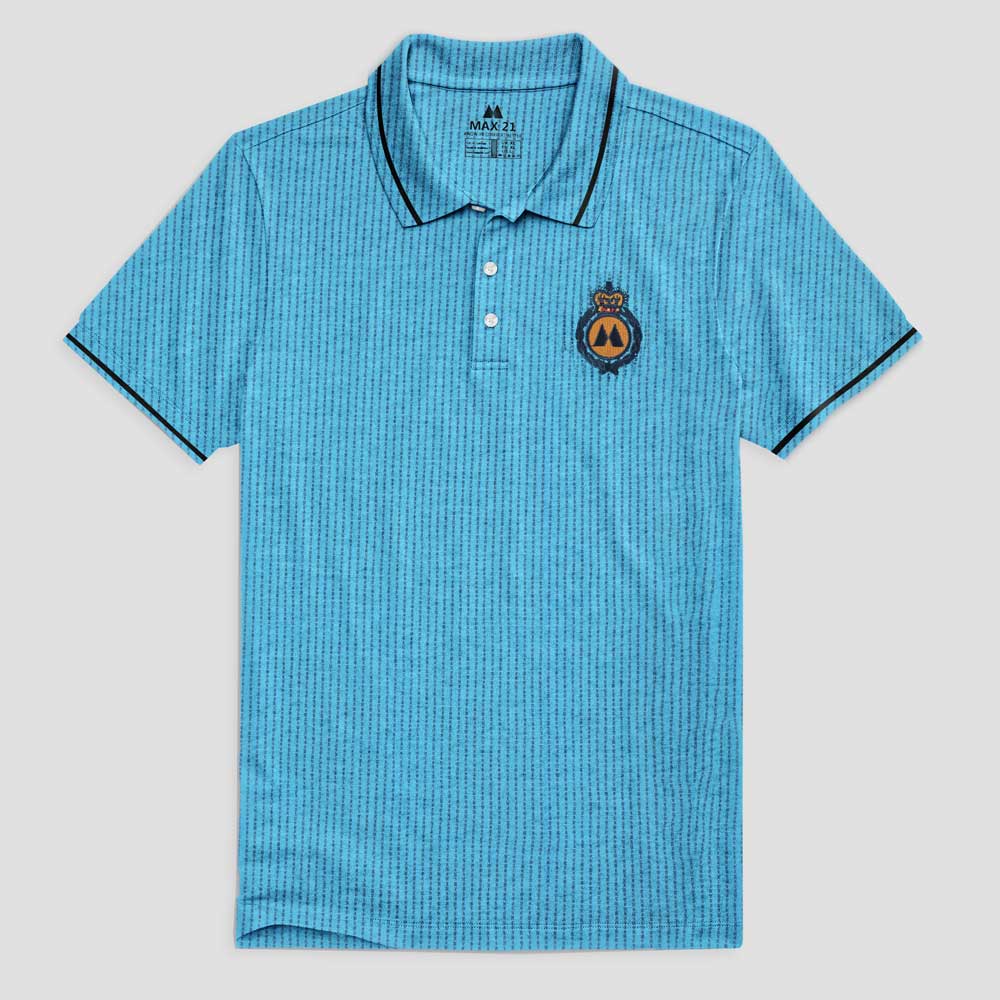 Max 21 Men's Novara Lining Style Embroidered Short Sleeve Polo Shirt Men's Polo Shirt SZK Sky Blue S 
