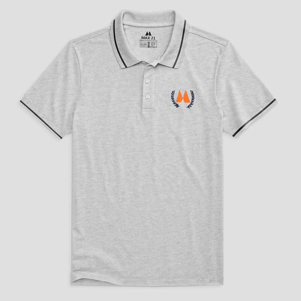 Max 21 Men's Andrew Embroidered Design Short Sleeve Polo Shirt Men's Polo Shirt SZK Heather Grey S 