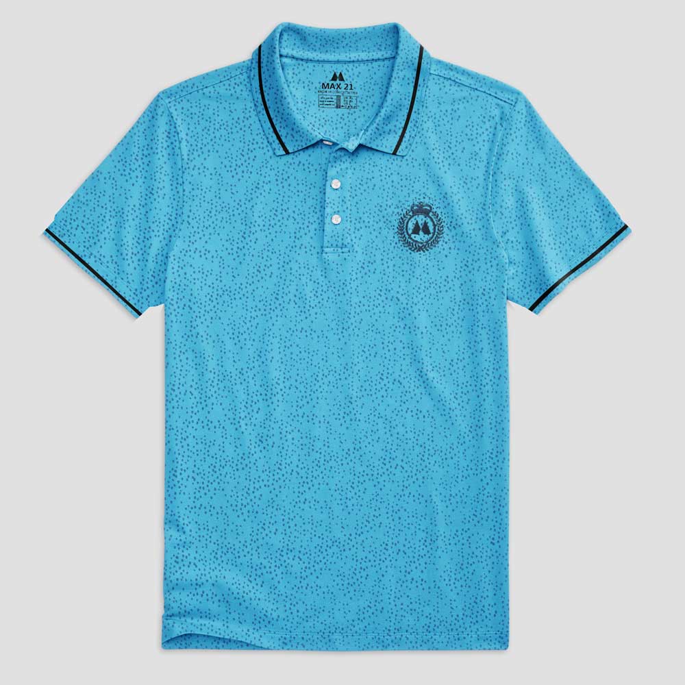 Max 21 Men's Brescia Dots Style Embroidered Short Sleeve Polo Shirt Men's Polo Shirt SZK Sky Blue S 