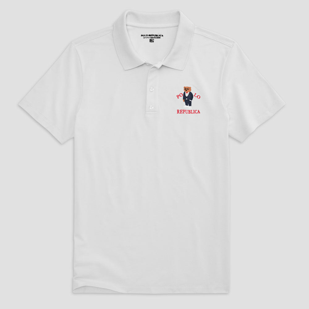 Polo Republica Men's Bear Republica Embroidered Pique Polo Shirt Men's Polo Shirt Polo Republica White S 