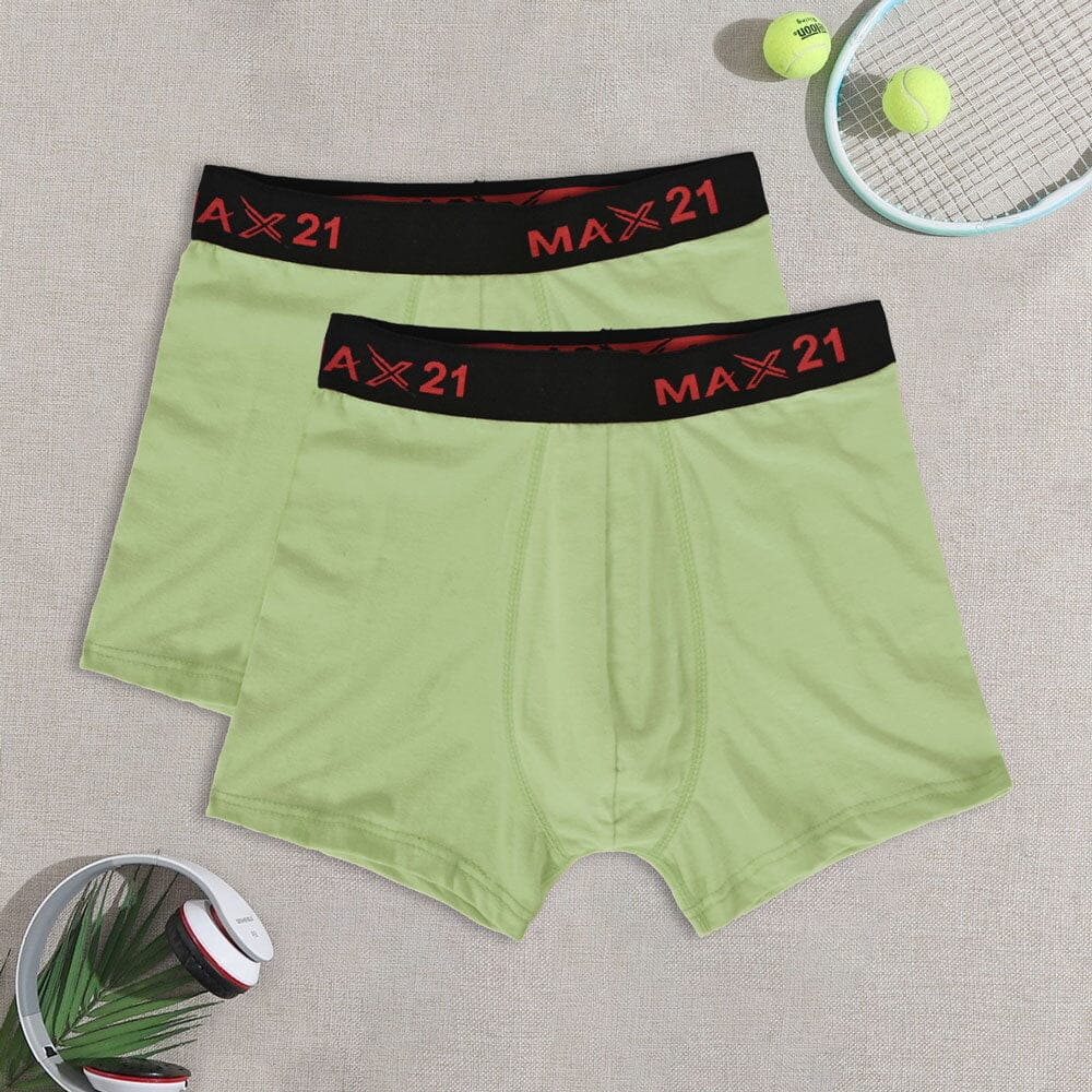 Max 21 Men's Stretch Jersey Boxer Shorts - Pack Of 2 Men's Underwear SZK Mint Green L 