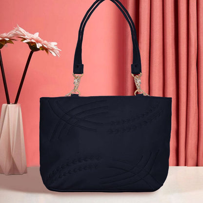 Women's Vatutine Embroidered Design Leather Shoulder/Hand Bag bag SNAN Traders Navy 