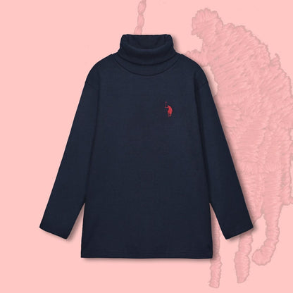 Polo Republica Kid's Pony Embroidered High Neck Sweat Shirt Girl's Sweat Shirt Polo Republica Navy 2-3 Years 