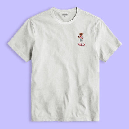 Polo Republica Men's Polo Bear Embroidered Short Sleeve Tee Shirt Men's Tee Shirt Polo Republica Off White S 