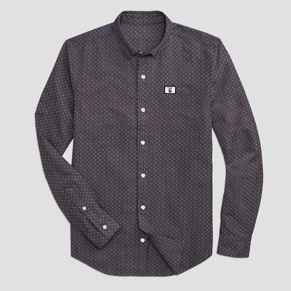 Men's Cut Label Nivelles Dots Design Long Sleeves Casual Shirt Men's Casual Shirt HAS Apparel Plum S 