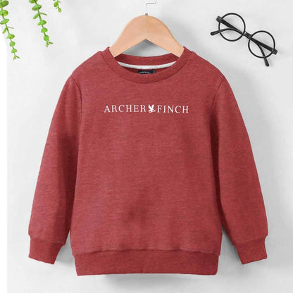 Archer & Finch Kid's Gniezno Logo Printed Fleece Sweat Shirt Boy's Sweat Shirt LFS Red Marl 3-4 Years 