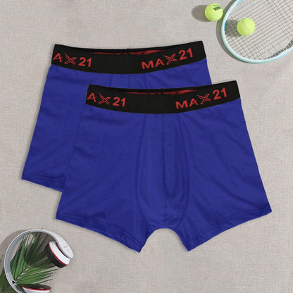Max 21 Men's Stretch Jersey Boxer Shorts - Pack Of 2 Men's Underwear SZK Royal L 