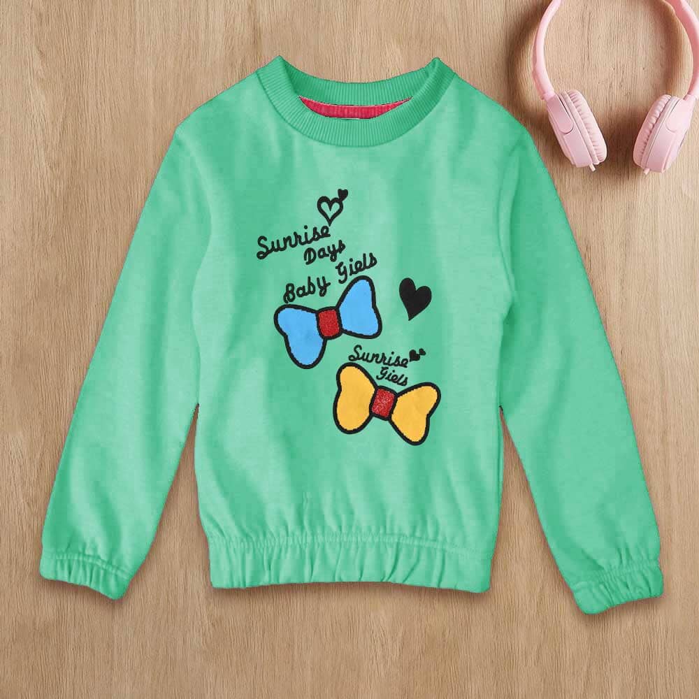 Lyallpur Girl's Sunrise Baby Girl Printed Sweat Shirt Girl's Sweat Shirt LFS Turquoise 2 Years 