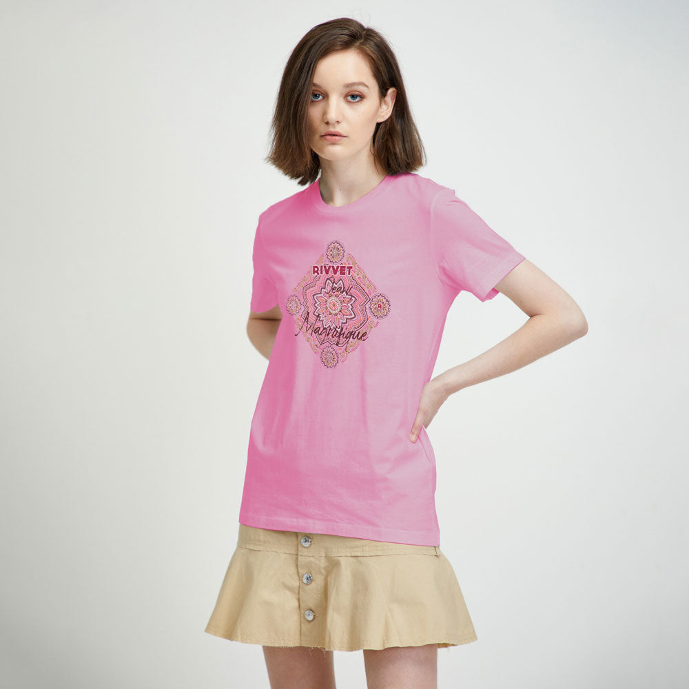 Rivvet Women's Magnifique Printed Short Sleeve Tee Shirt Women's Tee Shirt RTJ 
