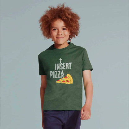 Mom Dad Boy's Insert Pizza Printed Tee Shirt Boy's Tee Shirt HAS Apparel Olive 5 Years 