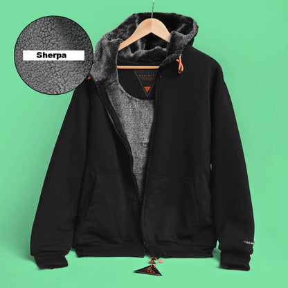 Axinite Unisex AX19 Fleece Zipper Hoodie with Fur / Sherpa lining