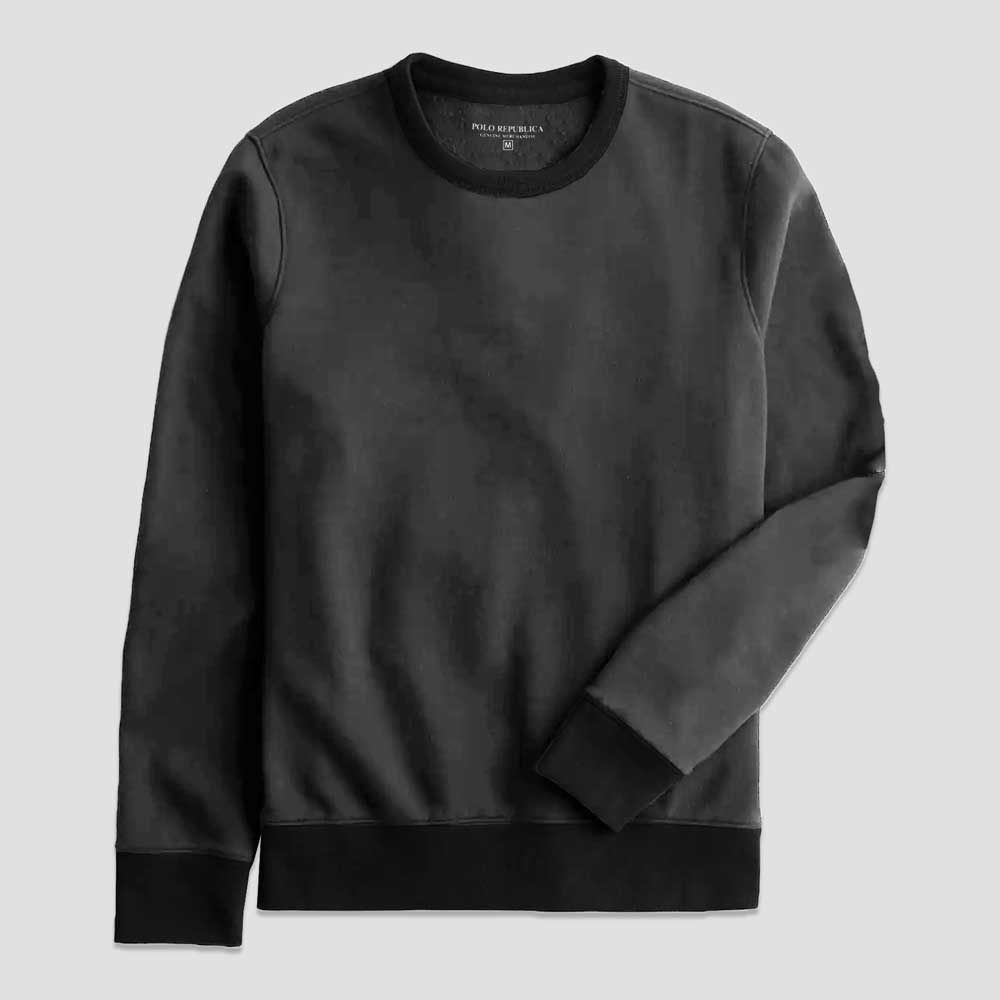Polo Republica Men's Contrast Design Fleece Sweat Shirt Men's Sweat Shirt Polo Republica Dark Grey & Black S 