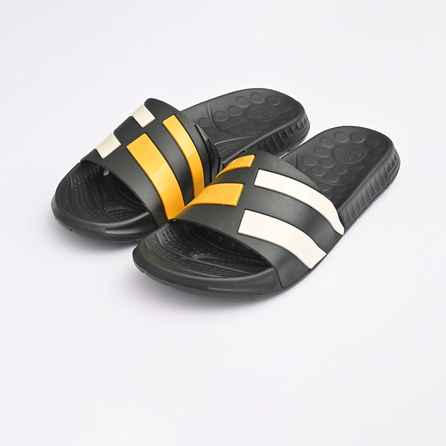 Aerofit Men's Contrast Strips Style Comfort Slides Men's Shoes NB Enterprises Black & Yellow EUR 39 