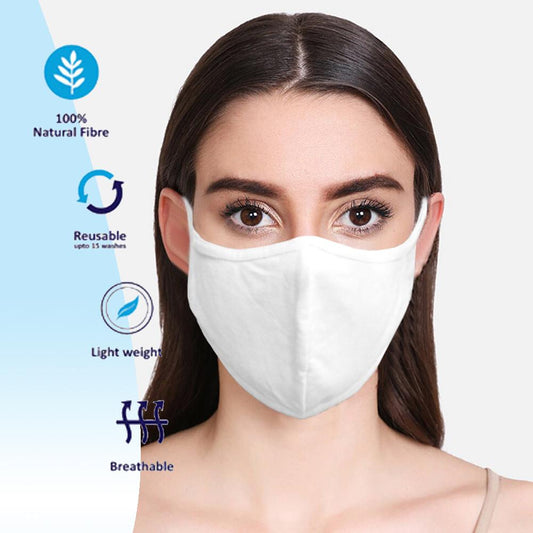 Unisex Double Layer White Fabric Washable Anti-Dust Protective Mask Face Mask Image 
