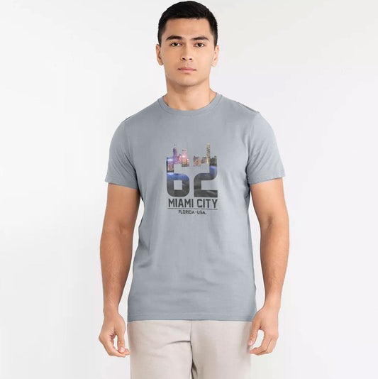 Polo Republica Men's 62 Miami City Printed Crew Neck Tee Shirt