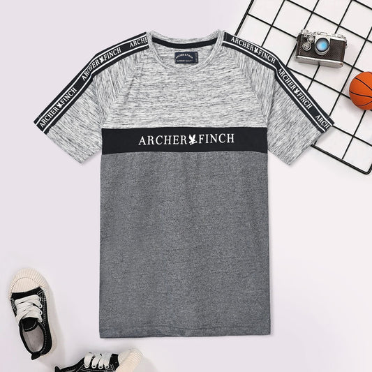 Archer & Finch Kid's Printed Panel Style Short Raglan Sleeve Tee Shirt