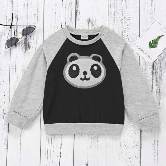 Safina Kid's Panda Embellishment Raglan Fleece Sweat Shirt Girl's Sweat Shirt Image Black 3-4 Years 