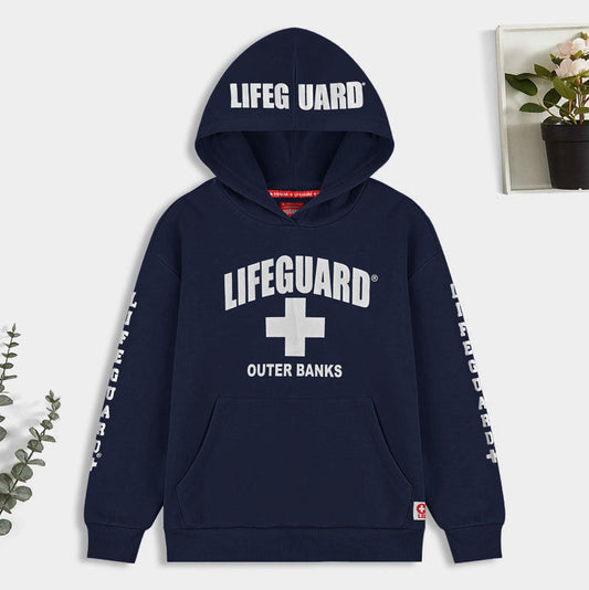 Life Guard Kid's Outer Banks Printed Design Fleece Pullover Hoodie Boy's Pullover Hoodie SNR Navy XS 