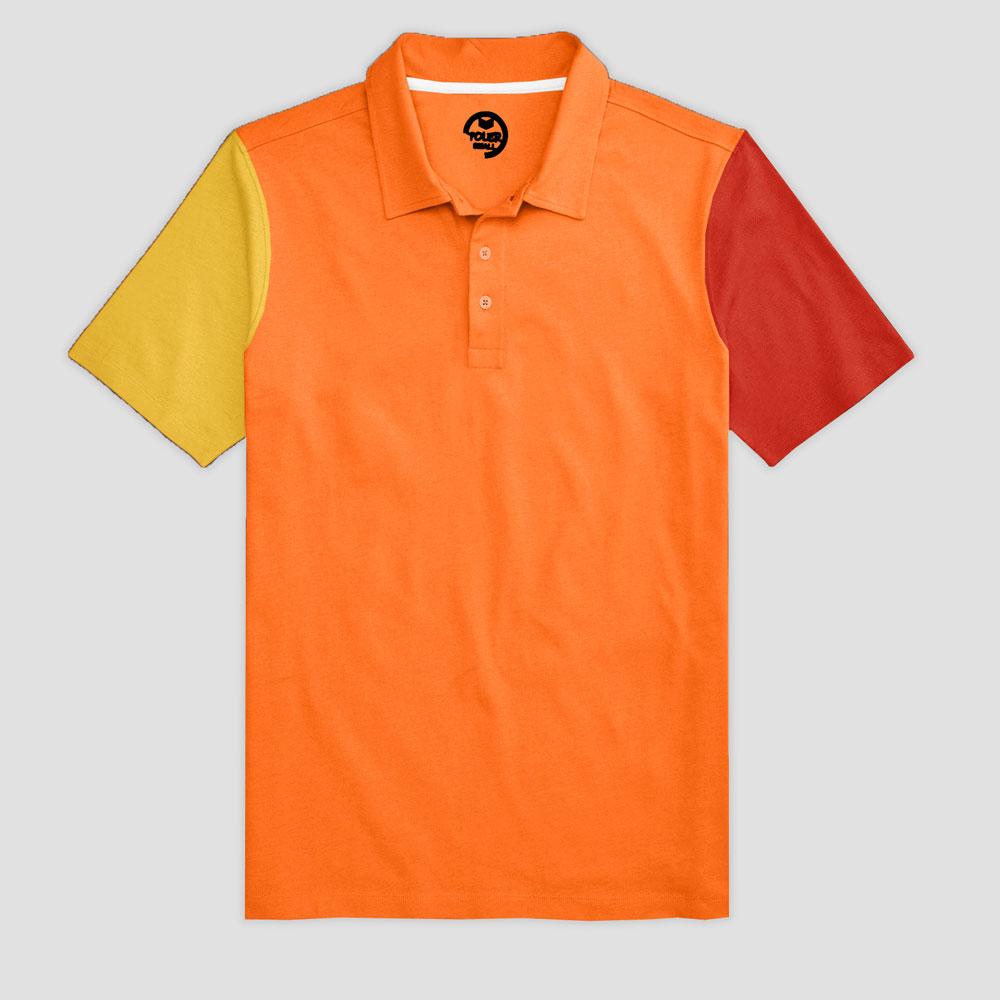 Poler Men's Contrast Colour Sleeves Polo Shirt Men's Polo Shirt IBT Orange S 