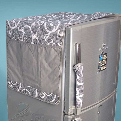 Fridge Cover Made By Dual Layer Cotton Polyster Filling Quilted Fabric Washable Stuff Kitchen Accessories FGT Grey Medium 