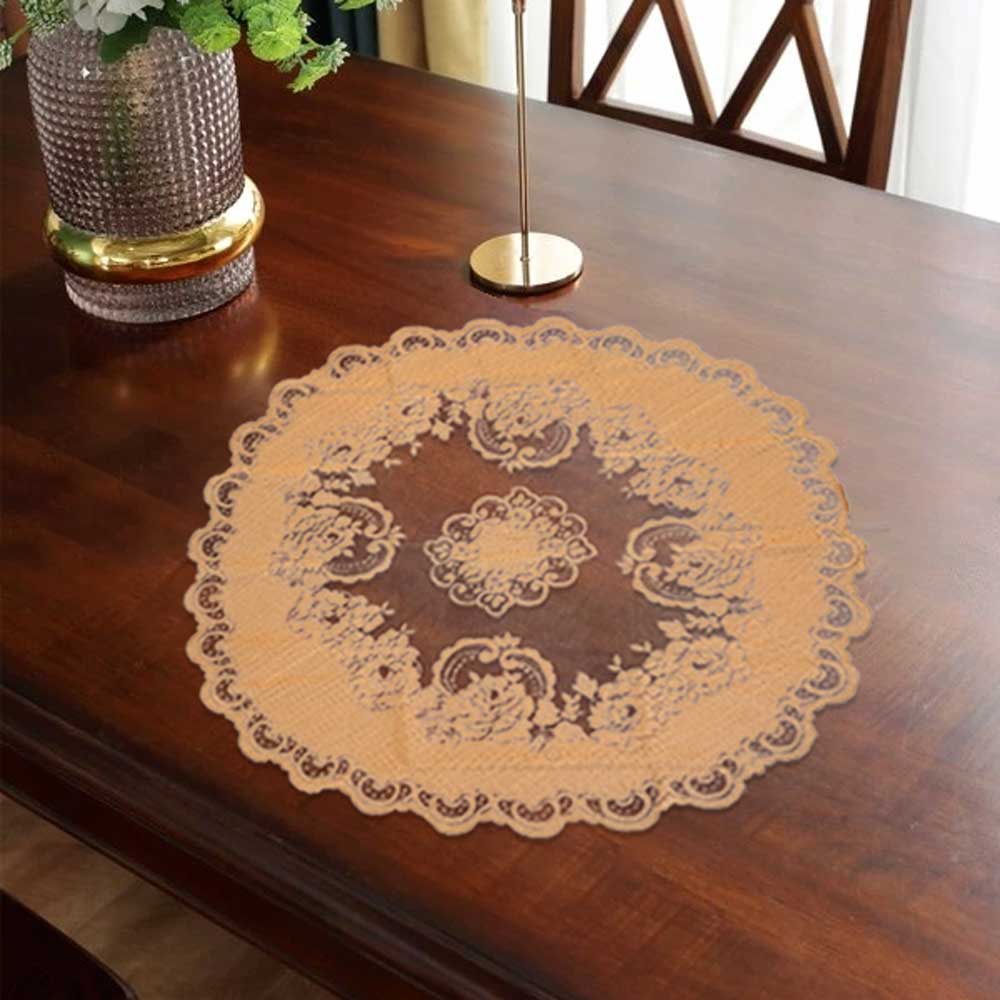 Round Shape Net Design Stylish Table Mate Table Runner De Artistic Golden 